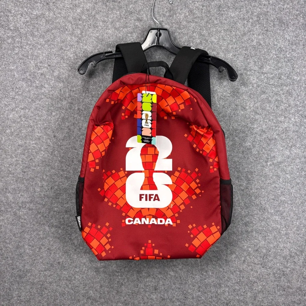 FIFA Backpack World Cup 26 Canada Red Geometric Graphic Official Merchandise NWT